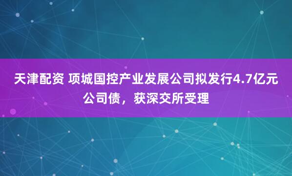天津配资 项城国控产业发展公司拟发行4.7亿元公司债，获深交所受理