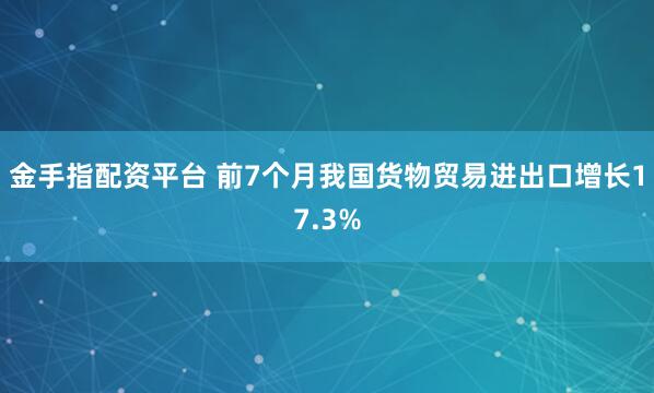 金手指配资平台 前7个月我国货物贸易进出口增长17.3%