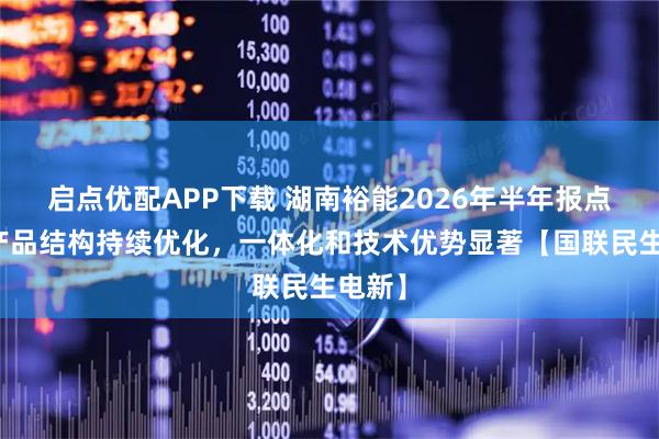 启点优配APP下载 湖南裕能2026年半年报点评：产品结构持续优化，一体化和技术优势显著【国联民生电新】